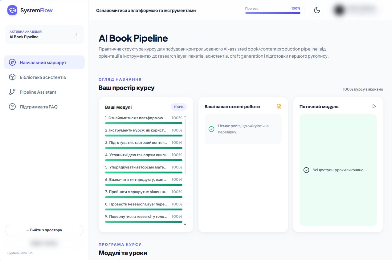 Інтерфейс особистого кабінету студента
